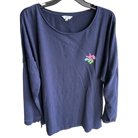 Crown & Ivy Take Me To The Beach Blue scoop neck oversized Beachy Boho plus XL - Picture 2 of 5